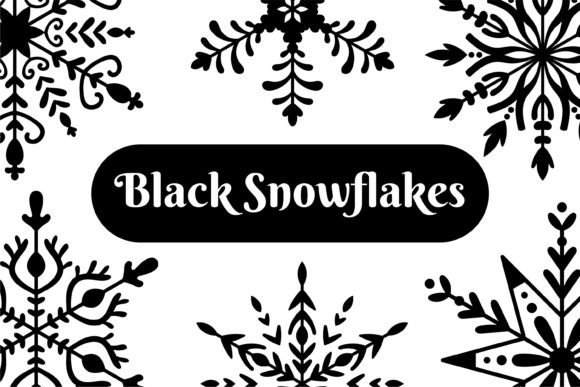 Black Snowflakes: A Unique Doodle Style Design Collection for Winter and Holiday Creations