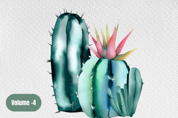 Cactus Watercolor Clipart, Succulents: A Versatile Design Resource for Creative Projects
