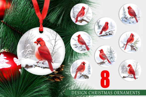 Christmas Ornament Watercolor Red Cardin: A Versatile Design for Holiday Creativity
