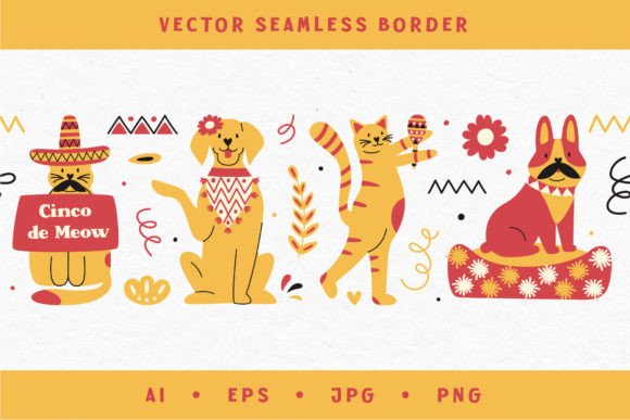 Cinco De Meow Seamless Boarder: A Creative Resource for Pet Lovers and Designers
