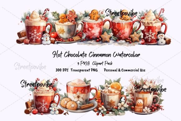 Cinnamon Chocolate Watercolor Cliparts