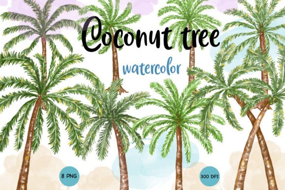 Coconut Tree Watercolor: A Versatile Asset for Creative and Design Workflows