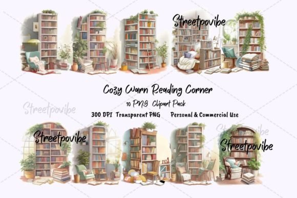 Cozy Warm Bookworm Watercolor Clipart for Creative Projects