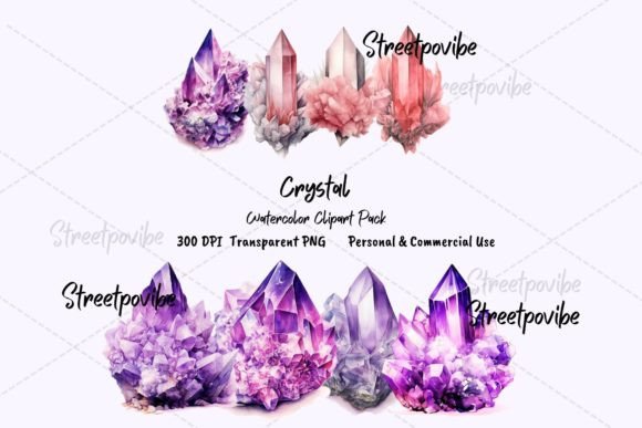 Crystals Quartz Clipart PNG Pack Digital
