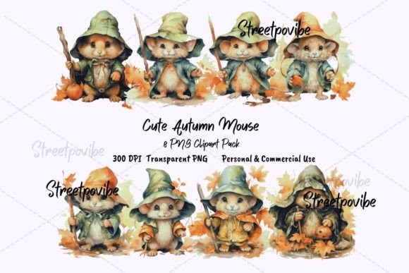 Cute Halloween Mouse Clipart PNG Pack Art: Perfect for Creative Projects and Seasonal Designs