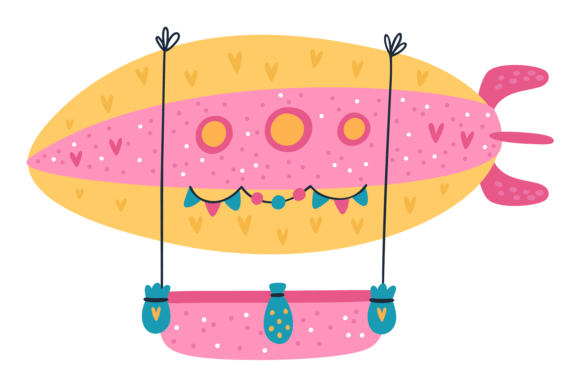 Cute Hot Air Balloon Flying: A Colorful Decorative Illustration for Creative Projects