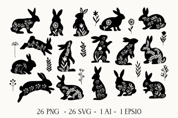 Easter Folk Decor Rabbits Clipart: A Versatile Design Resource for Creative Projects