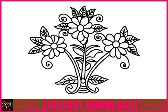 Floral Line Art Flower SVG Elements 101