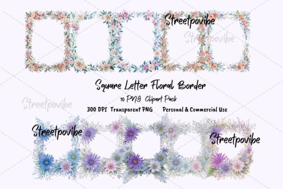 Floral Square Border Watercolor Clipart: A Versatile Design Element for Creative Projects