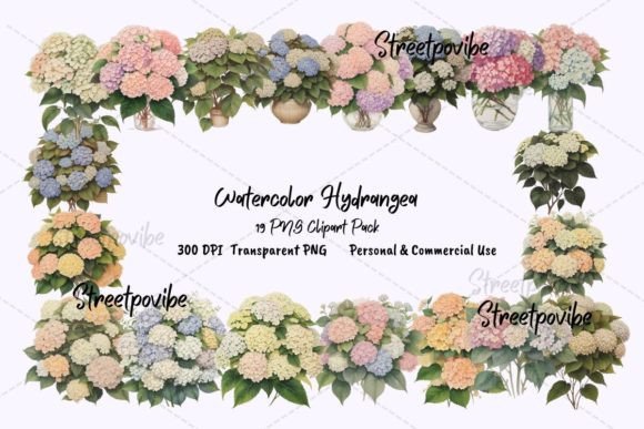 Foliage Hydrangea Watercolor Clipart PNG: A Versatile Resource for Modern Designers and Creators
