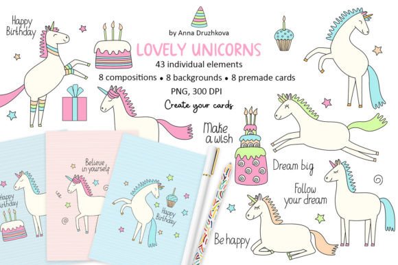 Get Creative with Lovely Unicorn Doodle Clipart and Cards