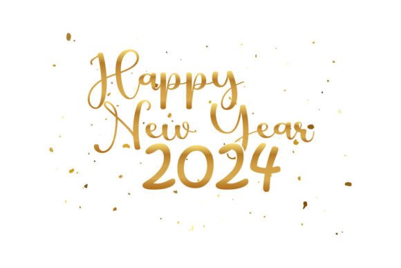 Gold Happy New Year 2024 Typography for Stunning Designs