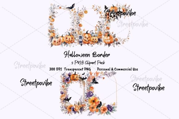 Halloween Border Clipart Watercolor Pack: Enhancing Your Creative Workflow with Quality Designs