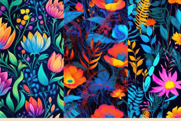 Midnight Garden - 9 Seamless Patterns