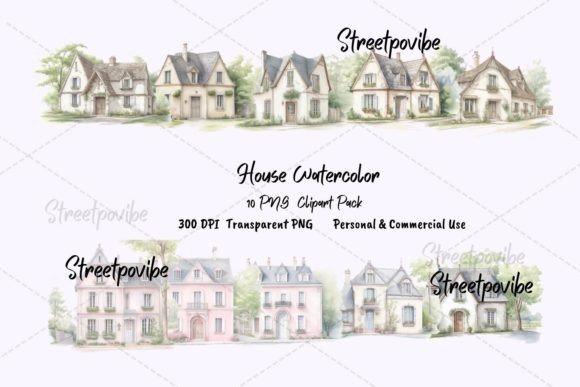 Old French House Watercolor Clipart PNG: A Versatile Resource for Creative Projects