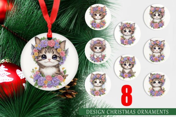 Ornament Baby Kitten Flower Wreath: A Unique Blend of Whimsy and Elegance for Christmas Decor