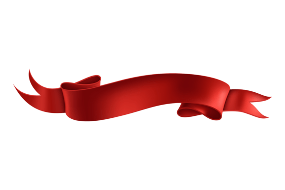 Realistic Red Ribbon. 3D Heraldic Symbol