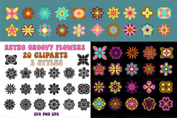 Retro Groovy Flowers Bundle: A Timeless Design Resource