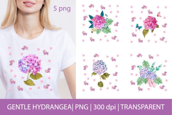 Sublimation Watercolor Hydrangea Flowers