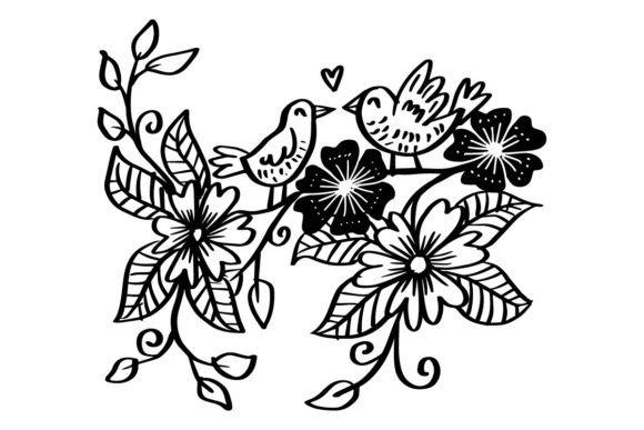 Two Birds Sitting on Branch of Tree – Versatile Decorative Design