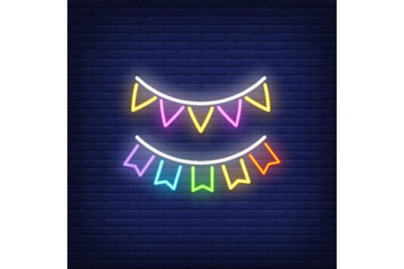 Two Rows of Multicolored Buntings on Bri: A Vibrant Decor Solution for Events and Celebrations