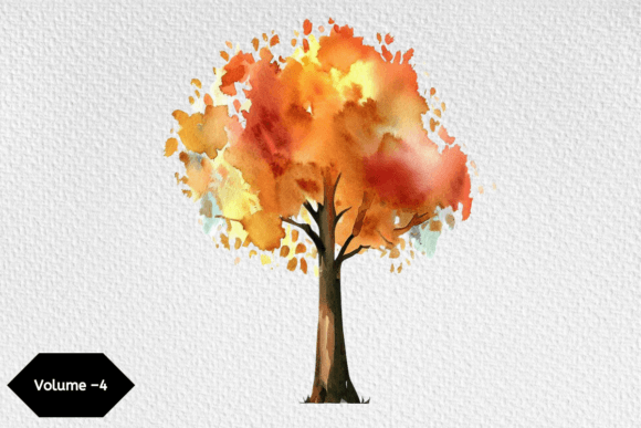 Watercolor Autumn Tree Clipart Volume –4: A Strategic Design Asset for Creative and Commercial Projects