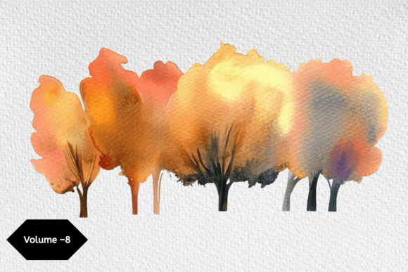 Watercolor Autumn Tree Clipart Volume –8: A Versatile Creative Asset for Fall-Themed Projects