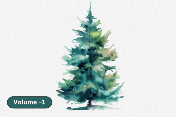Watercolor Evergreen Tree Volume –1: A Versatile Design for Creative Projects
