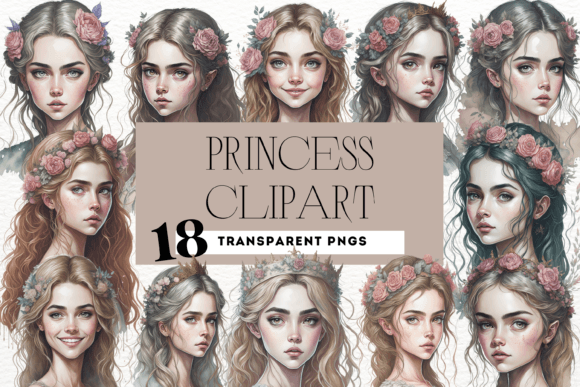 Watercolor Princess Portrait Clipart PNG: A Designer’s Creative Asset