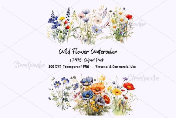 Wild Flower Watercolor Clipart PNG Pack: Creative Uses for Everyday Projects